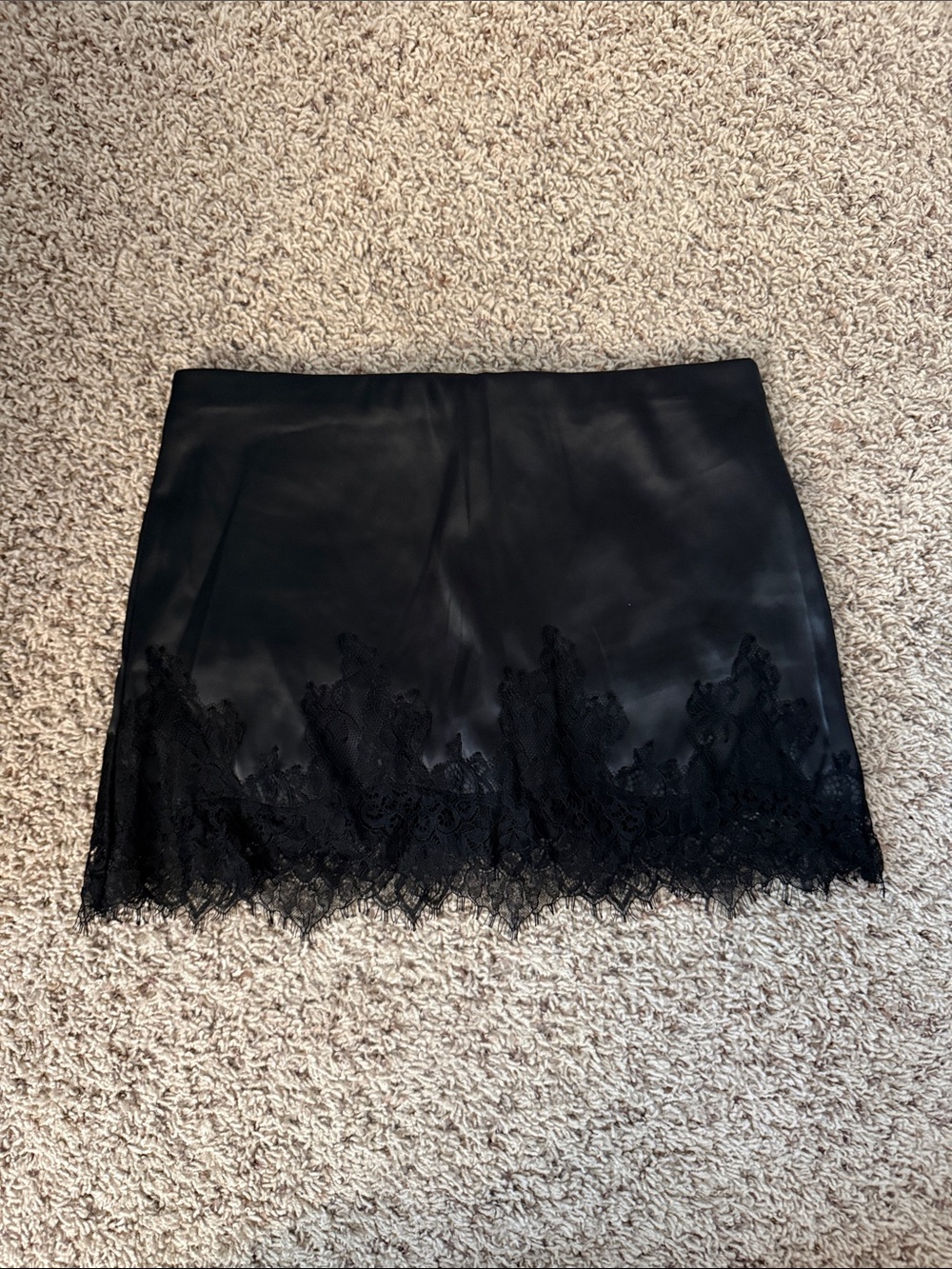 Black Lace-Trim Mini Skirt